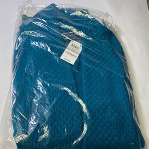 Karen Scott Textured Collar 1X Teal long sleeve cardigan